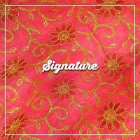 Buy Coral Pink Organza Fabric With Floral Thread and Golden Sequence Work at MK SIGNATURE